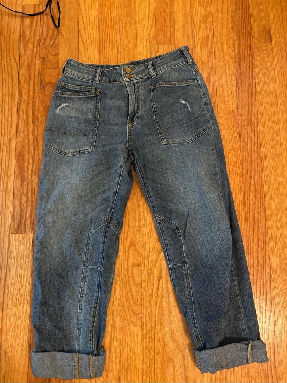 Pilcro Relaxed Blue Denim Jeans with Cuffed Hems